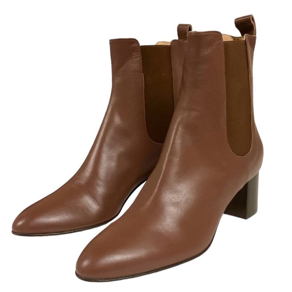 Kahmune London Mila Heeled Leather Bootie In Espresso Size 10 NWOB